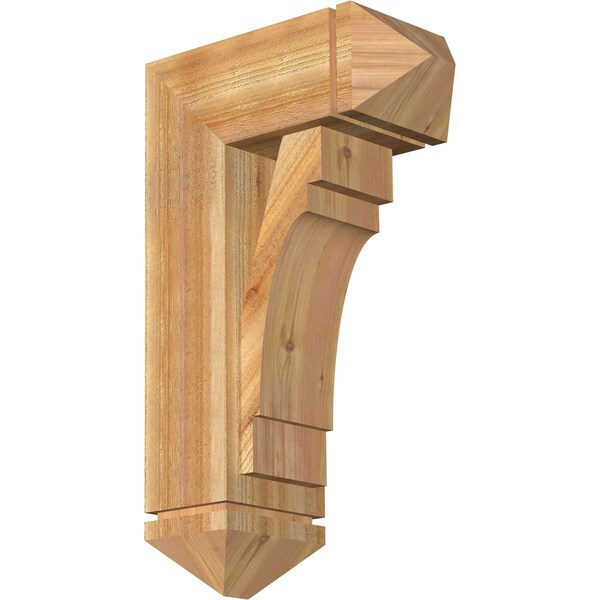 Ekena Millwork Merced Arts and Crafts Rough Sawn Bracket w/ Offset Brace, Western Red Cedar, 8"W x 18"D x 30"H BKT0806X18X30MRC03RWR - main